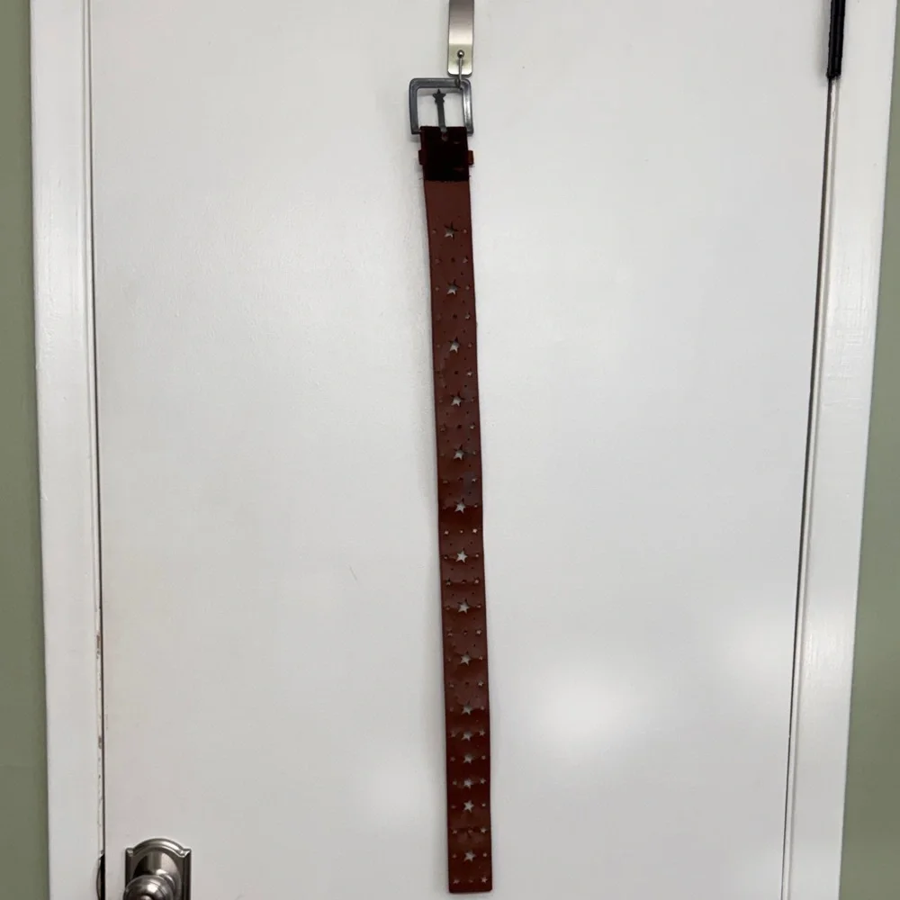 Abercrombie Kids Brown Star Pattern Leather Belt